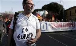 تظاهرات موافقان و مخالفان اتحادیه اروپا در رم