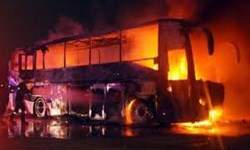 جان باختن 19 مسافر در تصادف اتوبوس تهران - کرمان که منجر به حریق شد